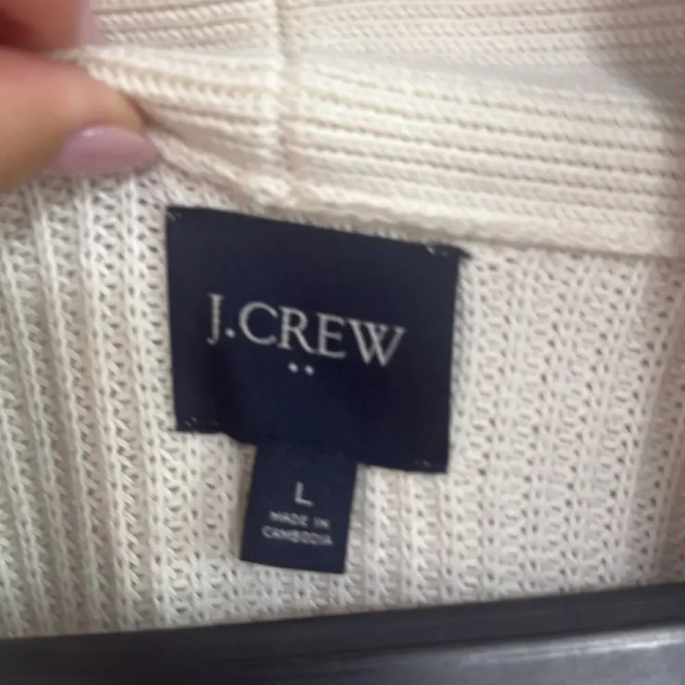 J. Crew Cream Shawl Collar Cardigan Sweater with Buttons and Pockets Size L